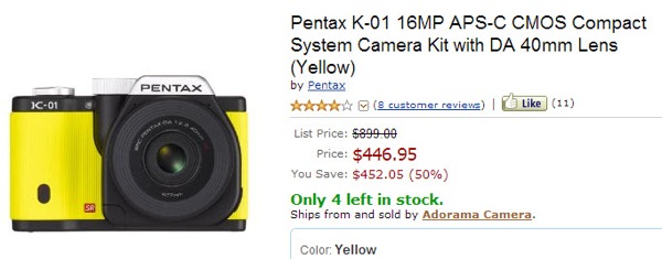 pentax k01 amazon 1 Покупка фотоаппарата Pentax K 01 на Amazon.com